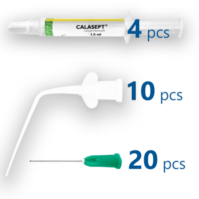 Calasept 4x1,5 ml/20 st 21G cannula incl. 10tips L (dog) Calasept 4x1,5 ml/20 st 21G cannula incl. 10tips L (dog)