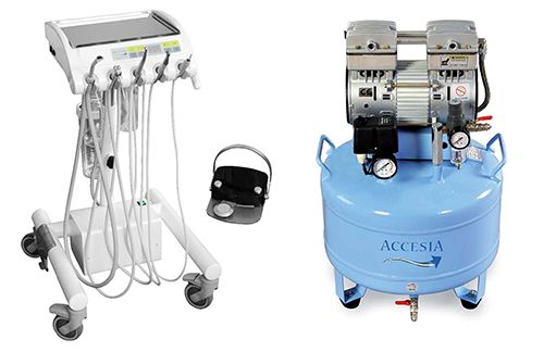 1. Installation of saline irrigation hose in the pump1.1 The soft part of the hose here1.2 The hose into the handpiece2. Compressor2.1 Switch compressor on / off2.2 Mounting of intake filter on compressor2.3 Pressure gauge on compressor2.4 Opening & closing of air valve2.5 Emptying air in the compressor tank3. Unit3.1 Fill the waterbottle3.2 Start the unit3.3 Foot pedal in holder and on floor3.4 Placing of handpieces3.5 Adjust highspeed water on/off & the motors direction of rotation 3.6 Adjust water3.7 Adjust lowspeed & water on/off3.8 Saline irrigation system activation & adjusting4. Scaler 4.1 Adjust scaler4.2 Pieces on the handpiece4.3 Mounting of scaler tip with the help of a torque wrench5. Turbine s.15 5.1 Adjustment on MultiFlex5.2 Lubrication of turbine
